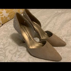 Close toe heels with rhinestones